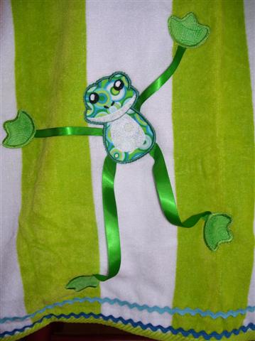 long legged frog beach towel